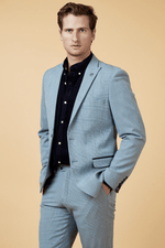 Bromley Check Blazer - Sky Blue - GLS Clothing