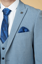 Bromley Check Blazer - Sky Blue - GLS Clothing