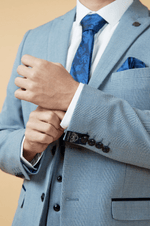 Bromley Check Blazer - Sky Blue - GLS Clothing