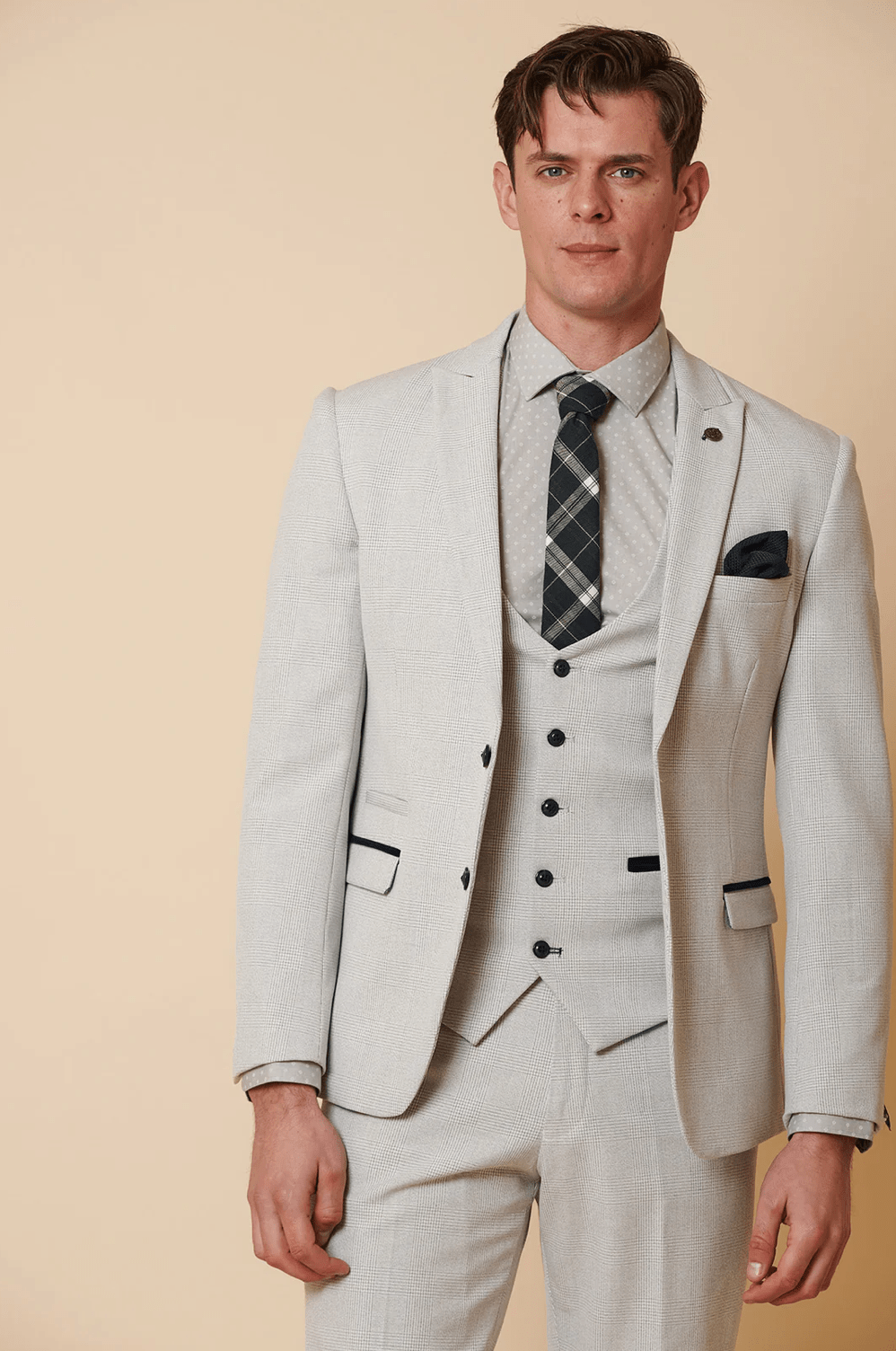 Bromley Check Blazer - Stone - GLS Clothing