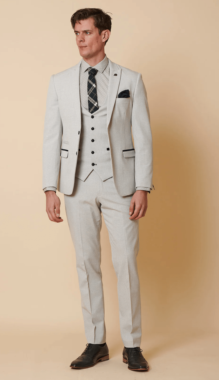 Bromley Check Blazer - Stone - GLS Clothing