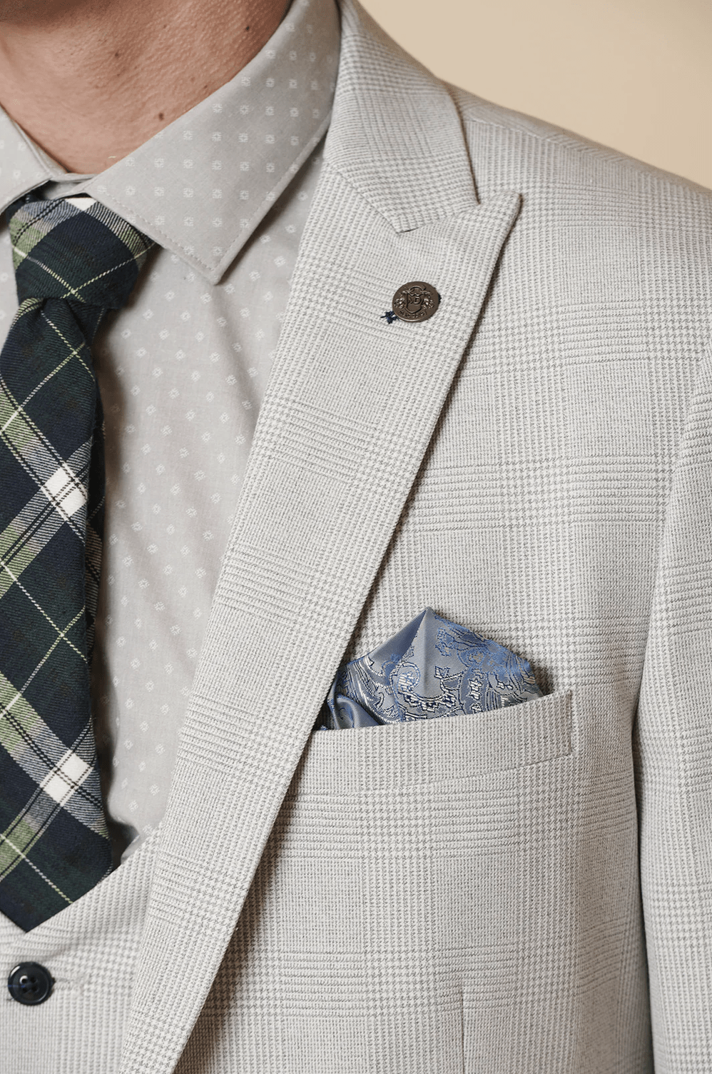 Bromley Check Blazer - Stone - GLS Clothing