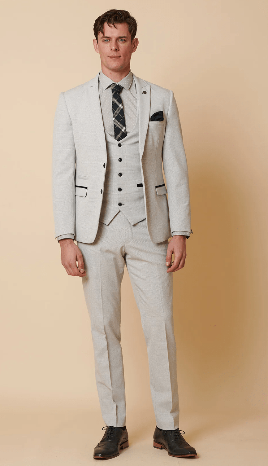 Bromley Check Blazer - Stone - GLS Clothing