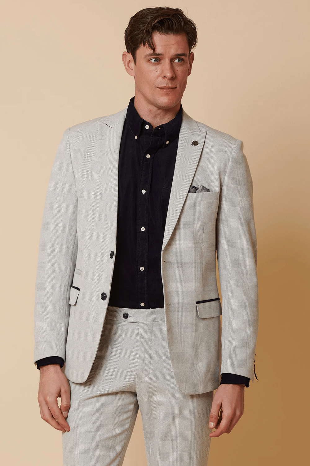 Bromley Check Blazer - Stone - GLS Clothing