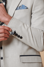 Bromley Check Blazer - Stone - GLS Clothing