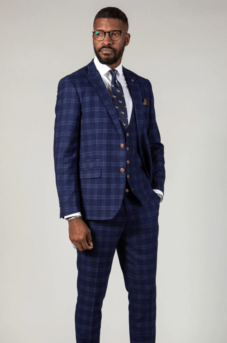 Chigwell Check Blazer - Blue Tweed - GLS Clothing