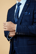 Edinson Check Blazer - Navy Sky - GLS Clothing