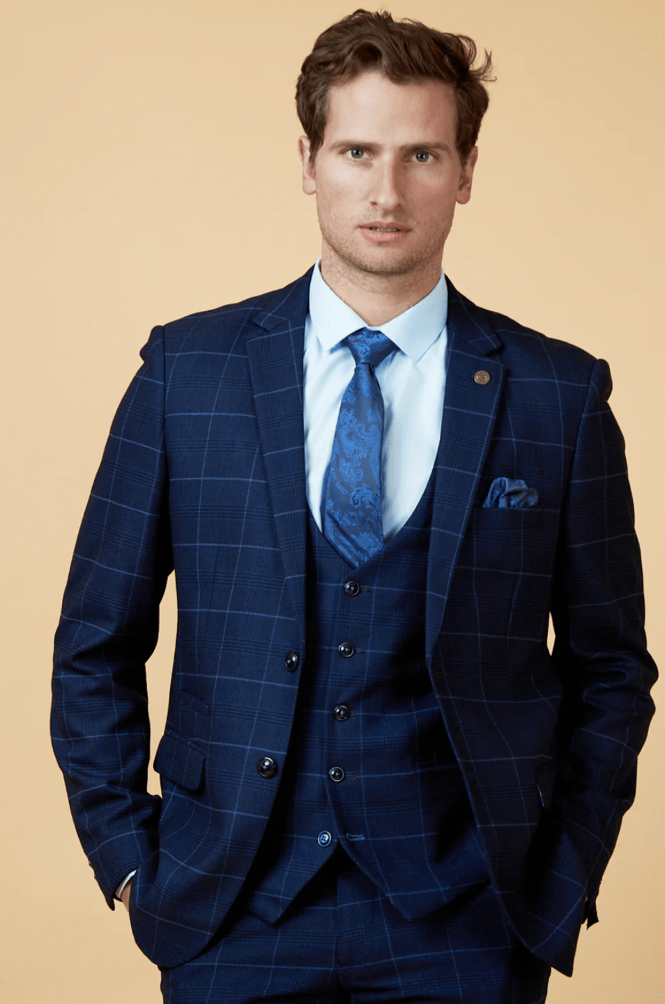 Edinson Check Blazer - Navy Sky - GLS Clothing