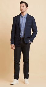 Edinson Check Blazer - Navy Sky - GLS Clothing