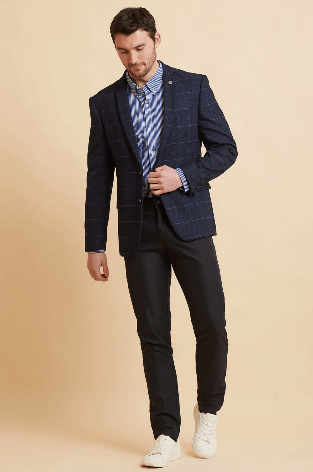 Edinson Check Blazer - Navy Sky - GLS Clothing