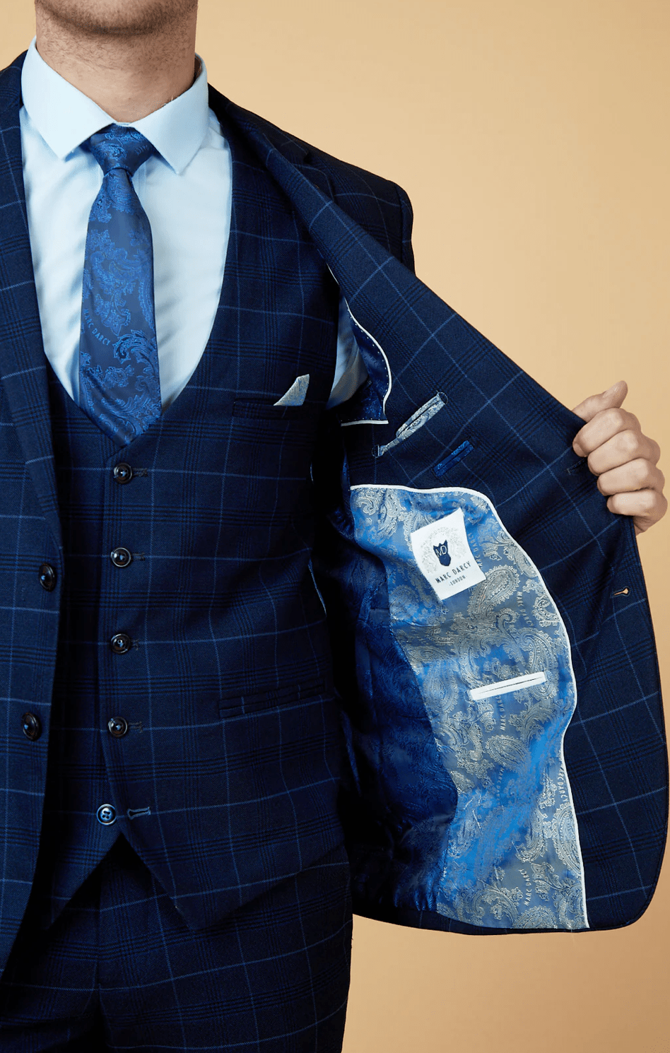 Edinson Check Blazer - Navy Sky - GLS Clothing