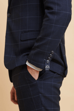 Edinson Check Blazer - Navy Sky - GLS Clothing