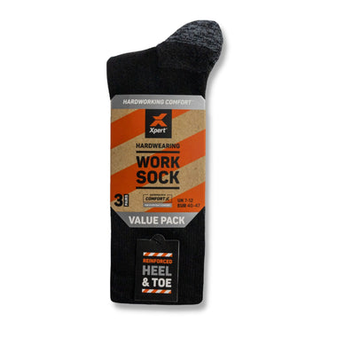 Xpert Core Comfort Work Sock 3 Pack - Black/Grey - GLS Clothing