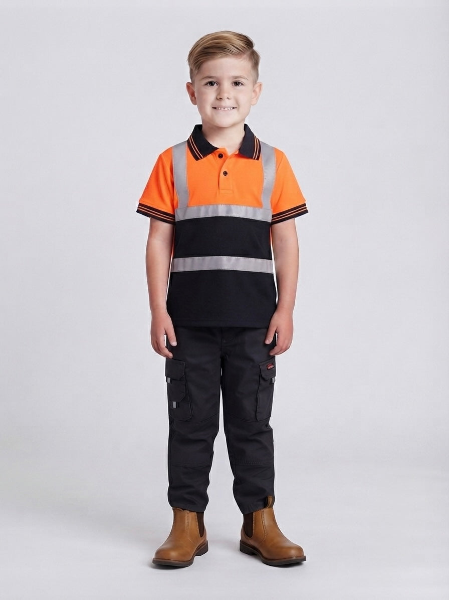 Kids Bundle - Work Trousers (Black) Hi-Vis T-Shirt (Orange)