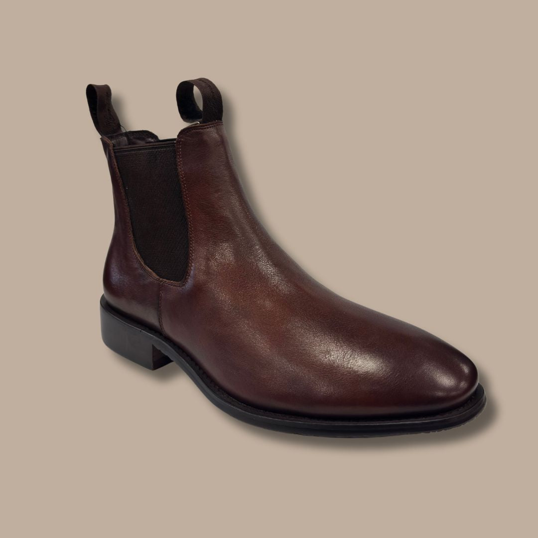 Harrison Handmade Chelsea Boot Brown + Dark Denim Jean