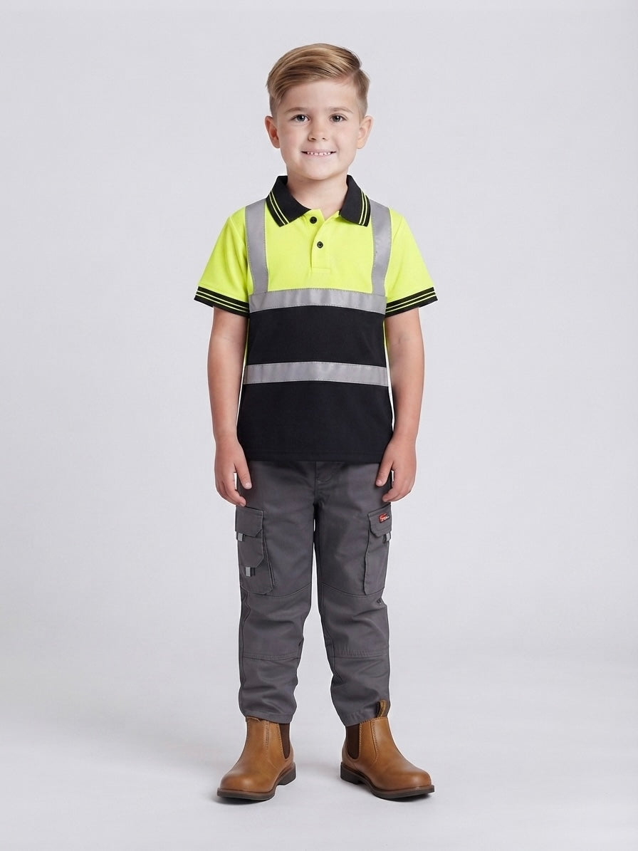 Kids Bundle - Work Trousers (Grey) Hi-Vis T-Shirt (Yellow)