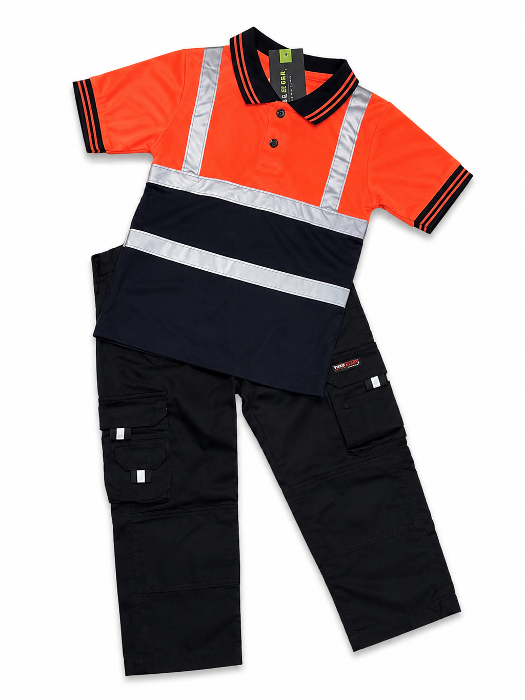 Kids Bundle - Work Trousers (Black) Hi-Vis T-Shirt (Orange)