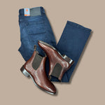 Harrison Handmade Chelsea Boot Cherry Brown + Stonewash Denim Jean