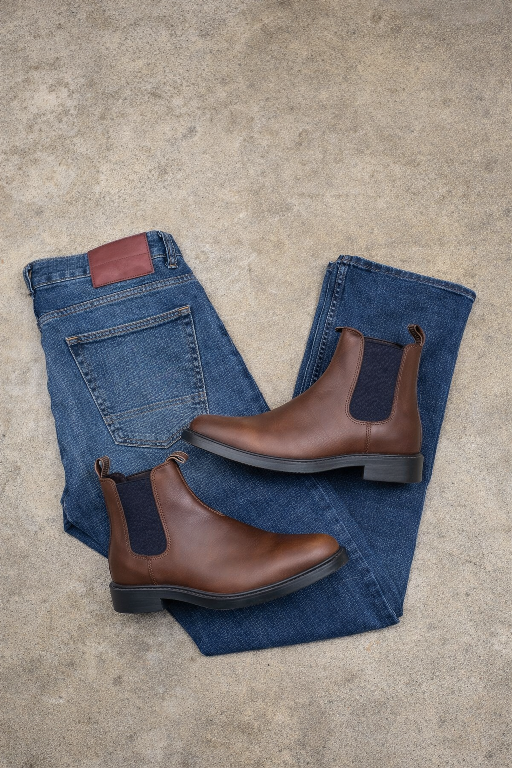 Mens Boot Bundle - Stonewash straight leg jean & M012 Boot (Brown)