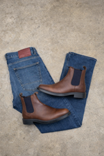 Mens Boot Bundle - Stonewash straight leg jean & M012 Boot (Brown)