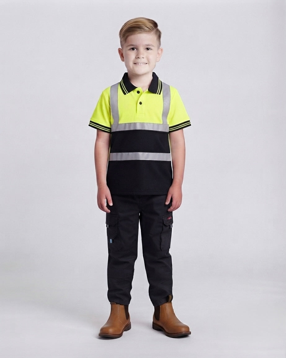 Kids Bundle - Work Trousers (Black) Hi-Vis T-Shirt (Yellow)