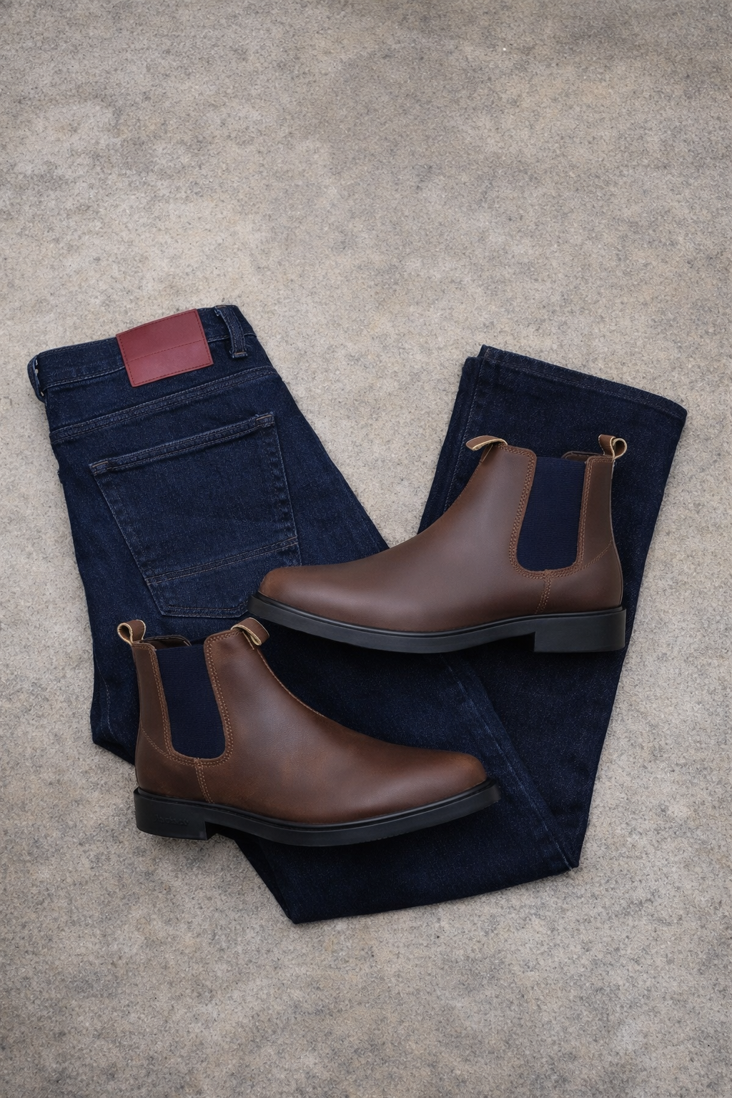Mens Boot Bundle - Dark Denim straight leg jean & M012 Boot (Brown)