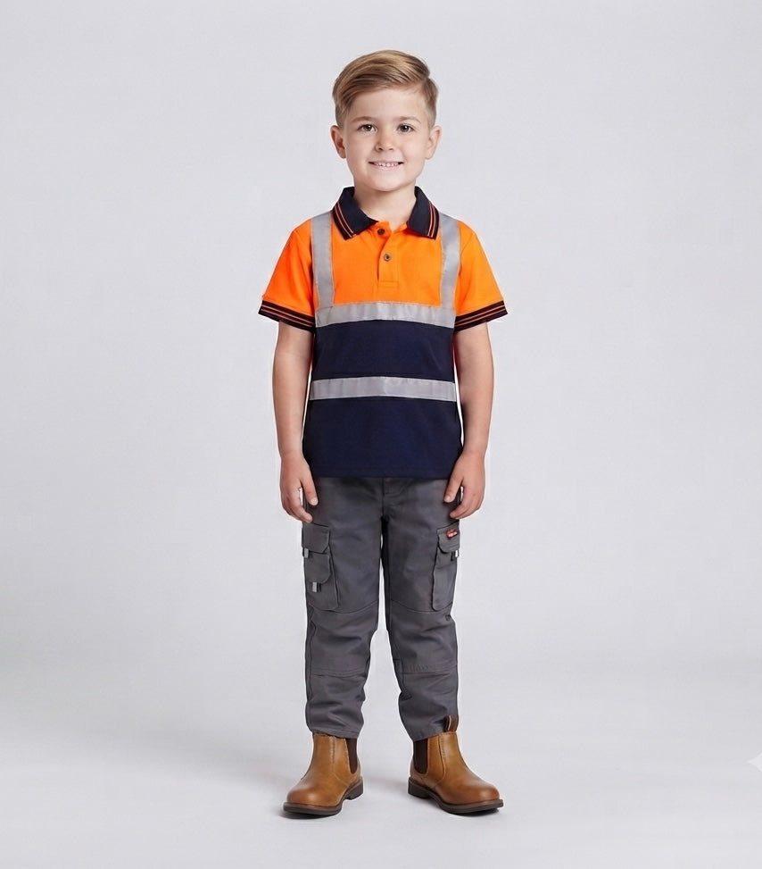 Kids Bundle - Work Trousers (Grey) Hi-Vis T-Shirt (Orange)