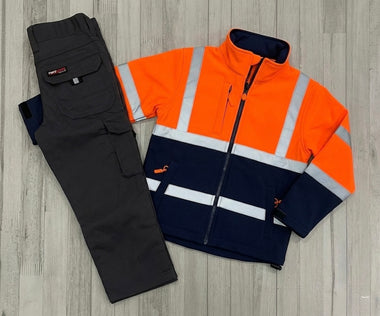 Kids Hi-Vis Jacket (Orange) & Work Trouser (Grey) - Bundle