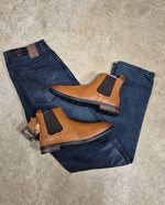 Mens Boot Bundle - Dark Denim straight leg jean & M009 Boot (Tan)