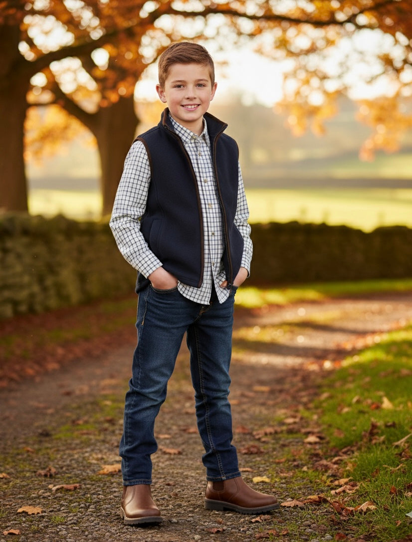 Kids Fleece Gilet – Navy Zip-Up Bodywarmer | Boys Outdoor Layer