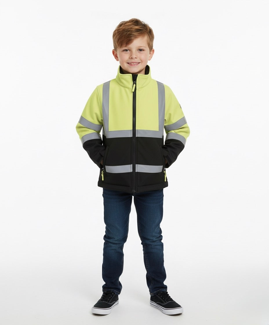 Kids - Hi Vis - Yellow/Navy - Softshell Jacket