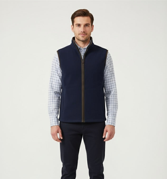 Men’s Fleece Gilet – Lightweight Zip-Up Bodywarmer | Navy Outdoor Layer