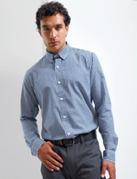 Men's chequered Gingham Shirt - Light Blue/White