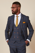 Jenson Check Blazer - Marine Navy