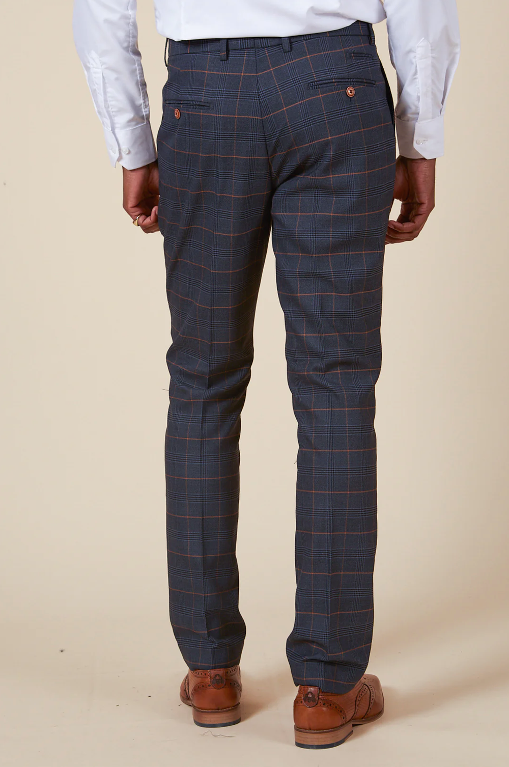 Jenson Check Trousers - Marine Navy