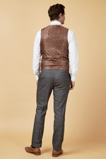 Jenson Check Double Breasted Waistcoat - Grey