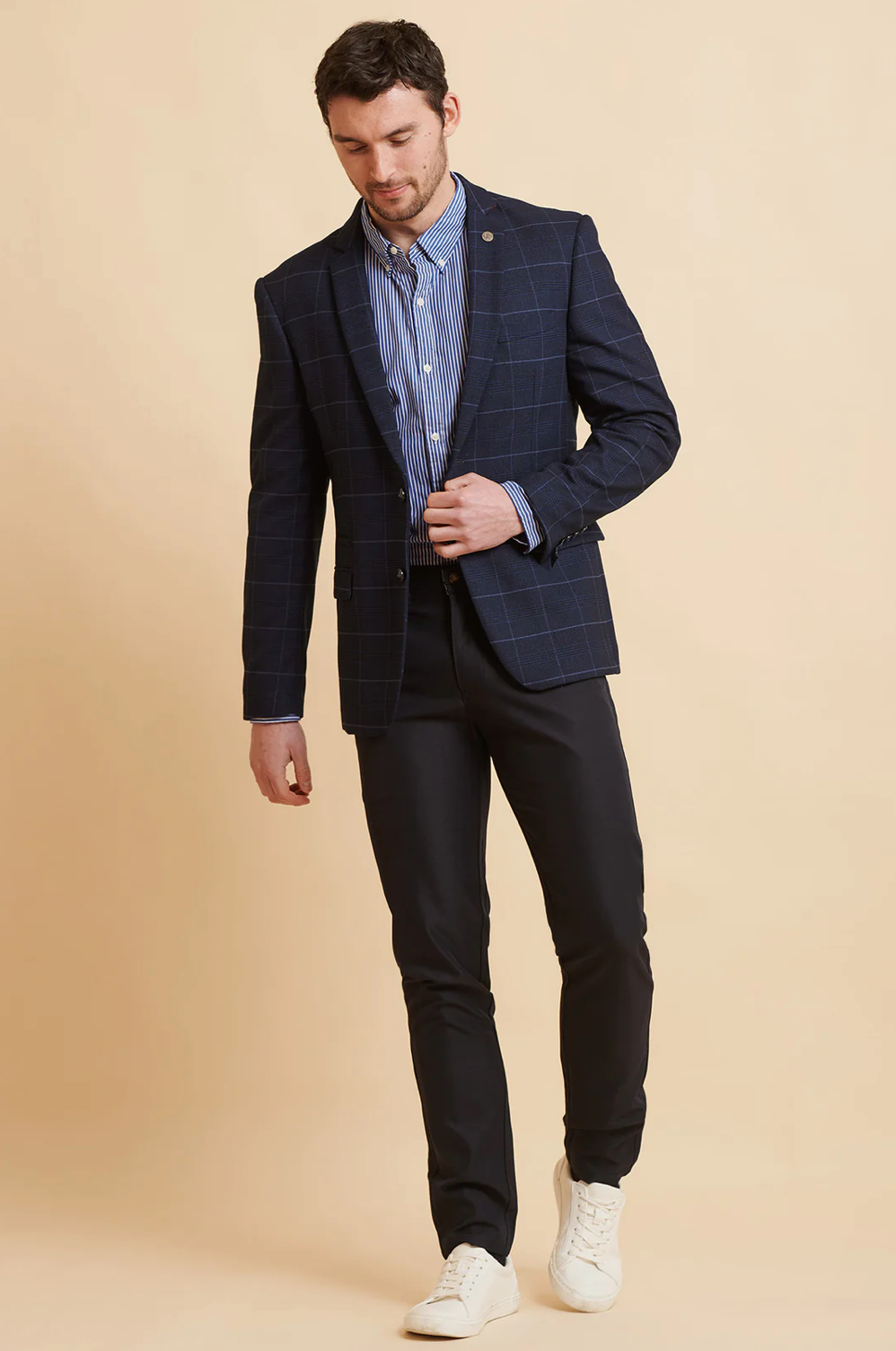 Edinson Check Blazer - Navy Sky