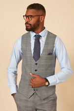 Jerry Check Single Breasted Waistcoat - Grey