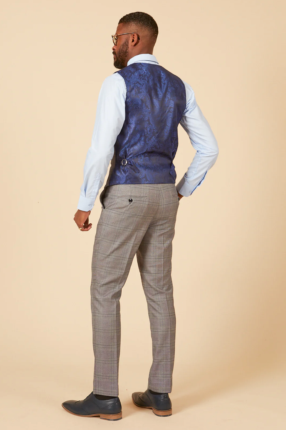 Jerry Check Single Breasted Waistcoat - Grey