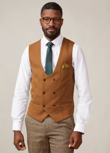 Kelvin Waistcoat - Tan - Double Breasted