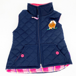 Girl's Gilet Body Warmer - Diamond Stitch & Pony Embroidered - NAVY