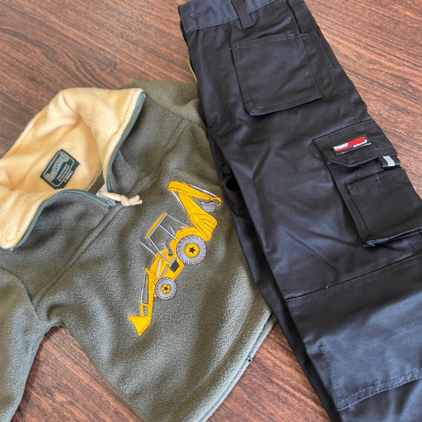 Kids - Excavator 1/2-Zip + Black Work Trousers (Bundle)