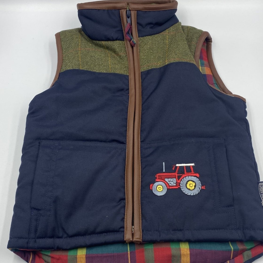 Kid's Gilet Green Half Tweed Body Warmer