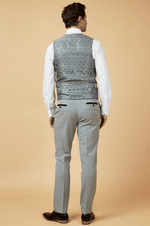 Bromley Check Single Breasted Waistcoat - Silver - GLS Clothing