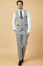 Bromley Check Single Breasted Waistcoat - Silver - GLS Clothing