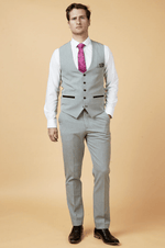 Bromley Check Single Breasted Waistcoat - Silver - GLS Clothing