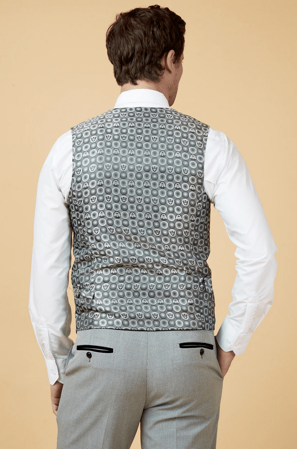 Bromley Check Single Breasted Waistcoat - Silver - GLS Clothing