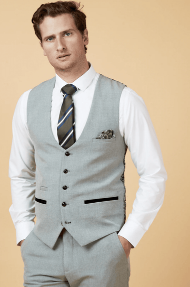 Bromley Check Single Breasted Waistcoat - Silver - GLS Clothing