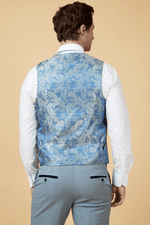 Bromley Check Single Breasted Waistcoat - Sky Blue - GLS Clothing