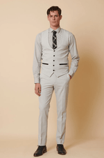 Bromley Check Single Breasted Waistcoat - Stone - GLS Clothing